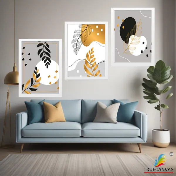 White__Abstract_Hd_Print_Painting_Set_Of_3_With_Frame_|_For_Home,_Living_Room_Gallery_&_Office,_White_Frame,_Size_-_13.50_X_19.50_Inch,_Sf383
