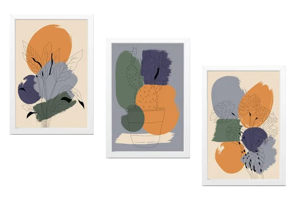 White__Abstract_Hd_Print_Painting_Set_Of_3_With_Frame_|_For_Home,_Living_Room_Gallery_&_Office,_White_Frame,_Size_-_13.50_X_19.50_Inch,_Sf394