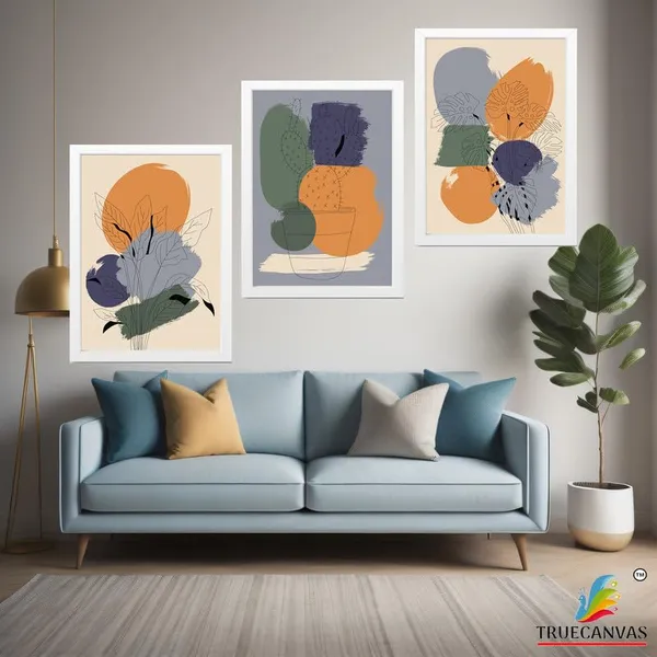 White__Abstract_Hd_Print_Painting_Set_Of_3_With_Frame_|_For_Home,_Living_Room_Gallery_&_Office,_White_Frame,_Size_-_13.50_X_19.50_Inch,_Sf394