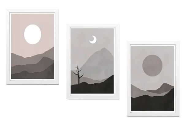 White__Abstract_Hd_Print_Painting_Set_Of_3_With_Frame_|_For_Home,_Living_Room_Gallery_&_Office,_White_Frame,_Size_-_13.50_X_19.50_Inch,_Sf397