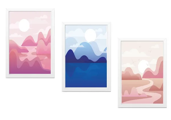 White__Abstract_Hd_Print_Painting_Set_Of_3_With_Frame_|_For_Home,_Living_Room_Gallery_&_Office,_White_Frame,_Size_-_13.50_X_19.50_Inch,_Sf436