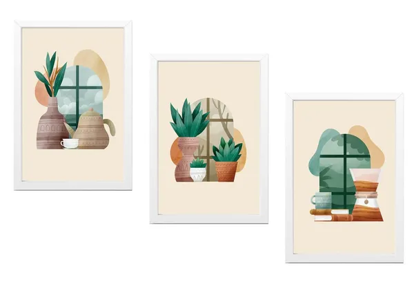 White__Abstract_Hd_Print_Painting_Set_Of_3_With_Frame_|_For_Home,_Living_Room_Gallery_&_Office,_White_Frame,_Size_-_13.50_X_19.50_Inch,_Sf447
