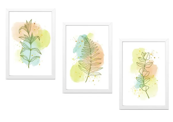 White__Abstract_Hd_Print_Painting_Set_Of_3_With_Frame_|_For_Home,_Living_Room_Gallery_&_Office,_White_Frame,_Size_-_13.50_X_19.50_Inch,_Sf451