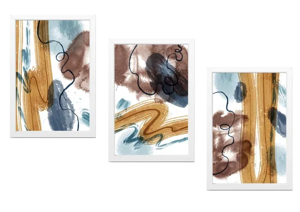 White__Abstract_Hd_Print_Painting_Set_Of_3_With_Frame_|_For_Home,_Living_Room_Gallery_&_Office,_White_Frame,_Size_-_13.50_X_19.50_Inch,_Sf455