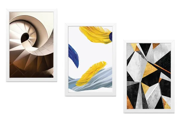 White__Abstract_Hd_Print_Painting_Set_Of_3_With_Frame_|_For_Home,_Living_Room_Gallery_&_Office,_White_Frame,_Size_-_13.50_X_19.50_Inch,_Sf466