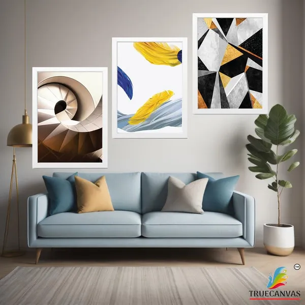 White__Abstract_Hd_Print_Painting_Set_Of_3_With_Frame_|_For_Home,_Living_Room_Gallery_&_Office,_White_Frame,_Size_-_13.50_X_19.50_Inch,_Sf466