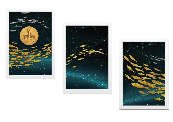 White__Abstract_Hd_Print_Painting_Set_Of_3_With_Frame_|_For_Home,_Living_Room_Gallery_&_Office,_White_Frame,_Size_-_13.50_X_19.50_Inch,_Sf473