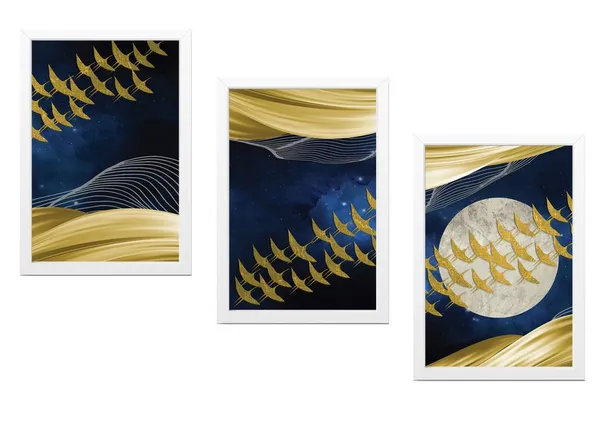 White__Abstract_Hd_Print_Painting_Set_Of_3_With_Frame_|_For_Home,_Living_Room_Gallery_&_Office,_White_Frame,_Size_-_13.50_X_19.50_Inch,_Sf474