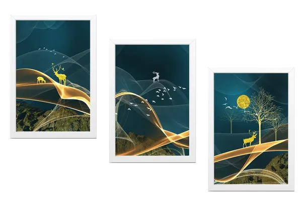 White__Abstract_Hd_Print_Painting_Set_Of_3_With_Frame_|_For_Home,_Living_Room_Gallery_&_Office,_White_Frame,_Size_-_13.50_X_19.50_Inch,_Sf478