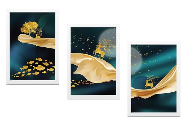 White__Abstract_Hd_Print_Painting_Set_Of_3_With_Frame_|_For_Home,_Living_Room_Gallery_&_Office,_White_Frame,_Size_-_13.50_X_19.50_Inch,_Sf483