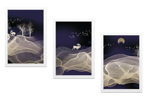 White__Abstract_Hd_Print_Painting_Set_Of_3_With_Frame_|_For_Home,_Living_Room_Gallery_&_Office,_White_Frame,_Size_-_13.50_X_19.50_Inch,_Sf492