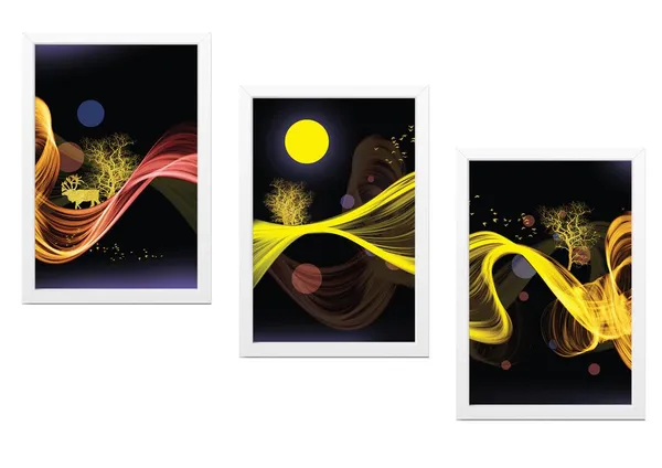 White__Abstract_Hd_Print_Painting_Set_Of_3_With_Frame_|_For_Home,_Living_Room_Gallery_&_Office,_White_Frame,_Size_-_13.50_X_19.50_Inch,_Sf499
