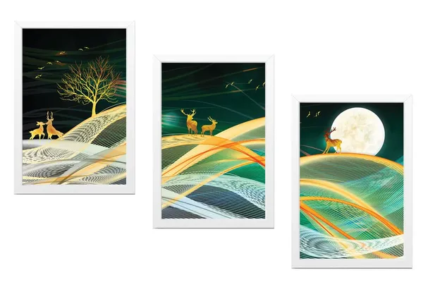 White__Abstract_Hd_Print_Painting_Set_Of_3_With_Frame_|_For_Home,_Living_Room_Gallery_&_Office,_White_Frame,_Size_-_13.50_X_19.50_Inch,_Sf504
