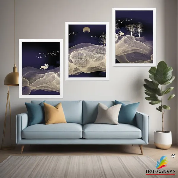 White__Abstract_Hd_Print_Painting_Set_Of_3_With_Frame_|_For_Home,_Living_Room_Gallery_&_Office,_White_Frame,_Size_-_13.50_X_19.50_Inch,_Sf505