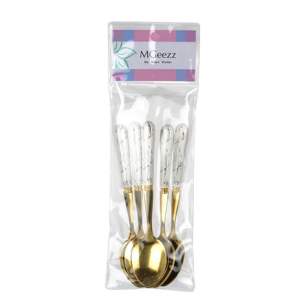 Set_Of_6_Abstract_White_Stainless_Steel_Golden_Small_Spoon