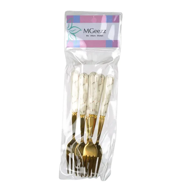 Set_Of_6_Abstract_White_Golden_Stainless_Steel_Fork