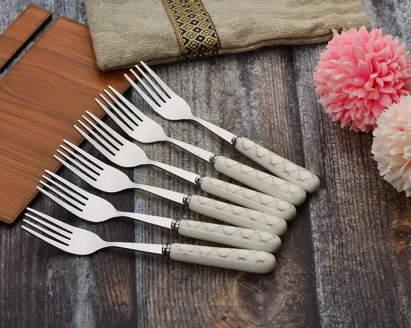 Set_Of_12_Pink_Rose_Stainless_Steel_Floral_Small_Fork