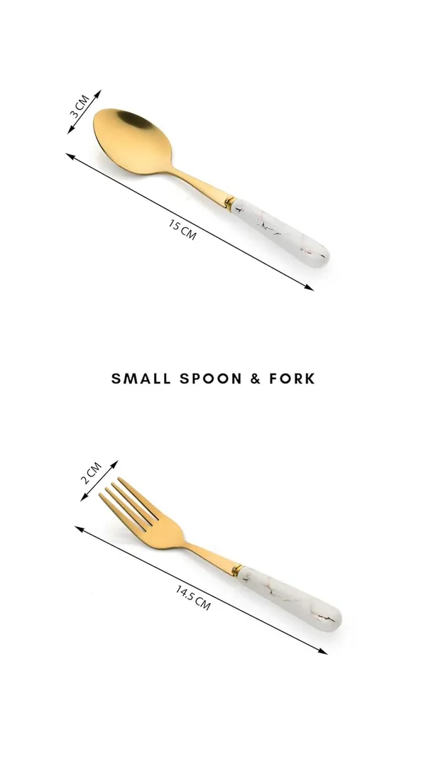 Set_Of_12_Abstract_White_Stainless_Steel_Golden_Spoon_&_Fork_Set