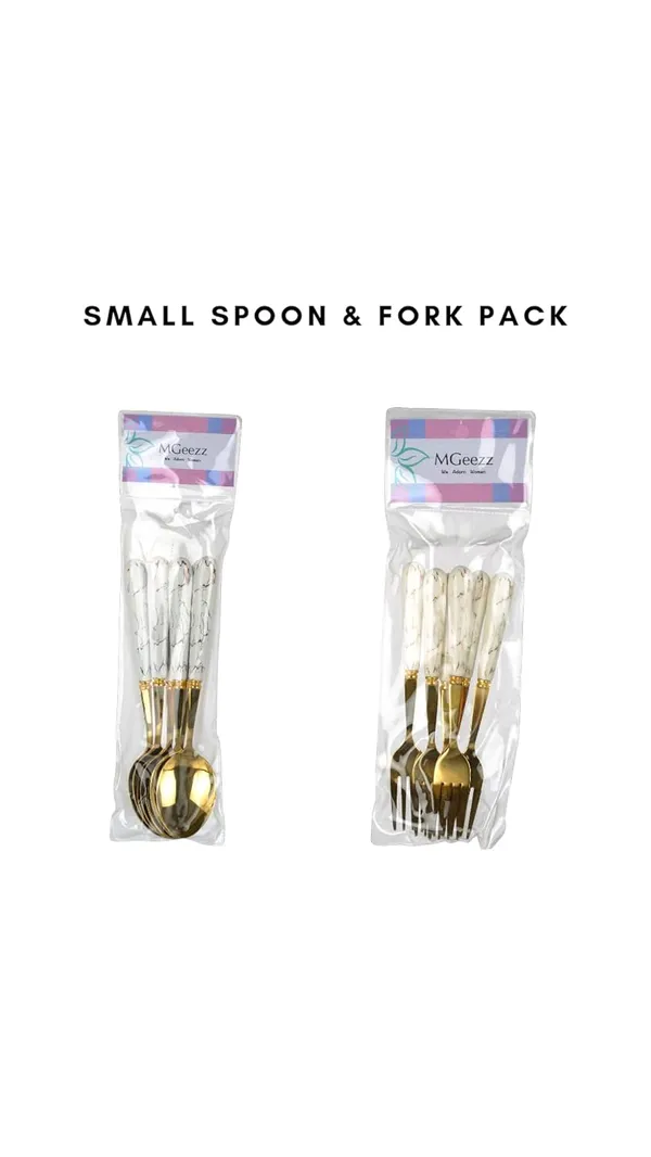 Set_Of_12_Abstract_White_Stainless_Steel_Golden_Spoon_&_Fork_Set