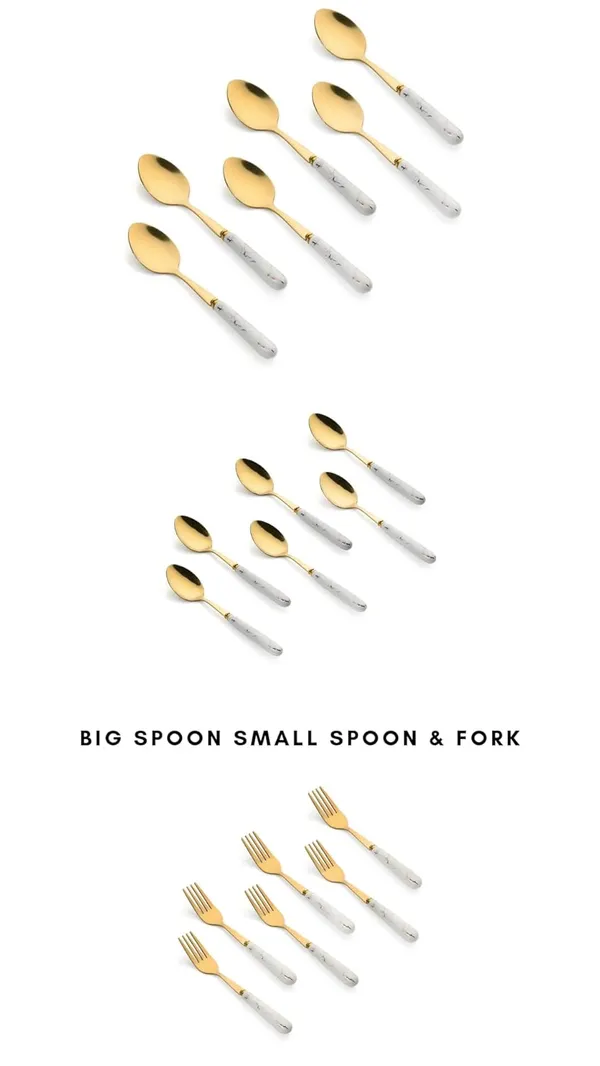 Set_Of_18_Abstract_White_Golden_Stainless_Steel_Spoon_&_Fork_Set