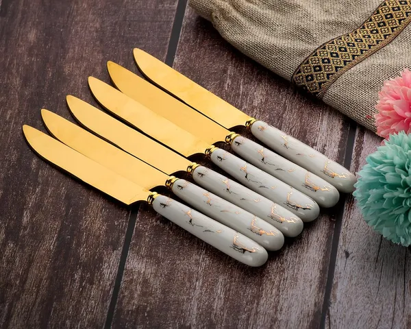 Set_Of_6_Abstract_White_Stainless_Steel_Golden_Knife