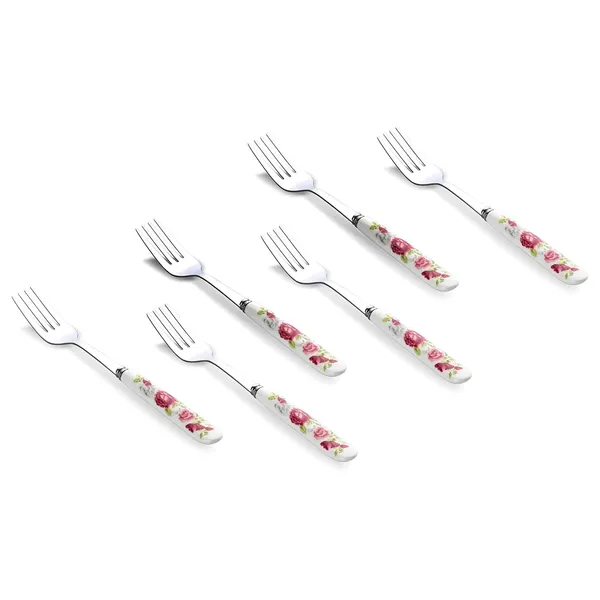 Set_Of_6_Pink_Rose_Stainless_Steel_Jam_Small_Fork