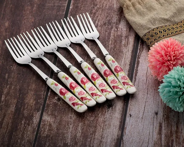 Set_Of_6_Pink_Rose_Stainless_Steel_Jam_Small_Fork