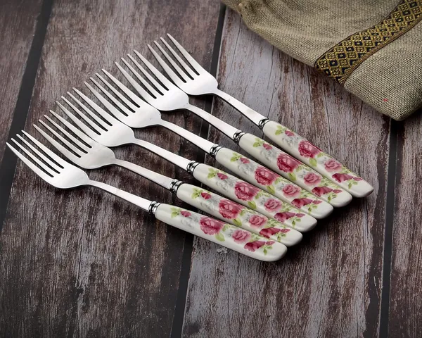 Set_Of_6_Pink_Rose_Stainless_Steel_Big_Fork