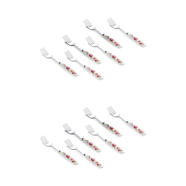 Set_Of_12_Pink_Rose_Stainless_Steel_Fork