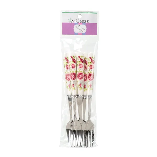 Set_Of_12_Pink_Rose_Stainless_Steel_Fork