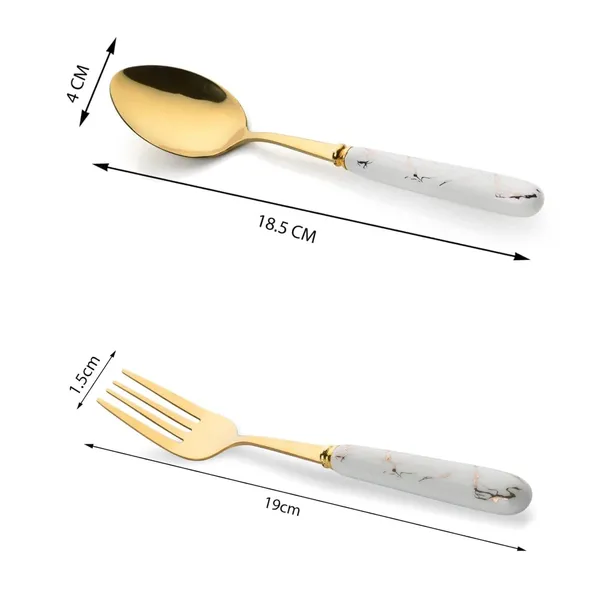 Set_Of__12_Abstract_White_Stainless_Steel_Golden_Spoon_&_Fork_Set