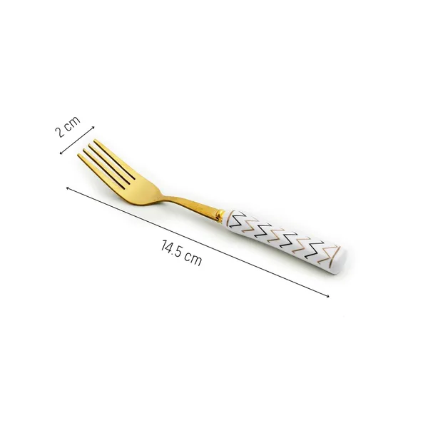 Set_Of_6_Chevron_White_Stainless_Steel_Golden_Small_Fork