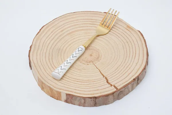 Set_Of_6_Chevron_White_Stainless_Steel_Golden_Small_Fork