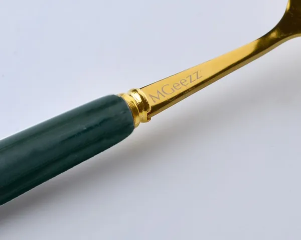Set_Of_6_Abstract_Forest_Green_Stainless_Steel_Golden_Small_Fork