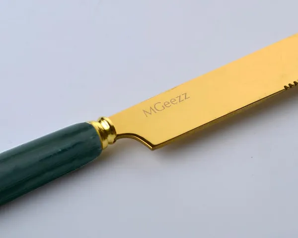 Set_Of_6_Abstract_Forest_Green_Stainless_Steel_Golden_Knife