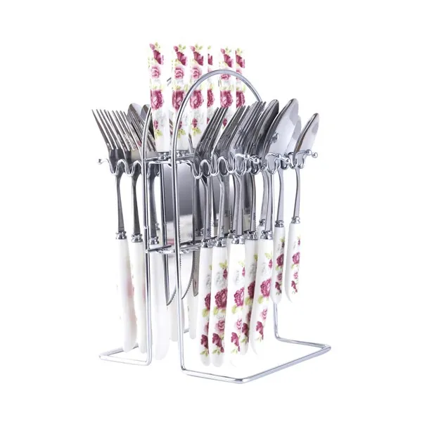 Set_Of_24_Pink_Rose_Stainless_Steel_Spoon_Fork_Set