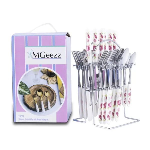 Set_Of_24_Pink_Rose_Stainless_Steel_Spoon_Fork_Set