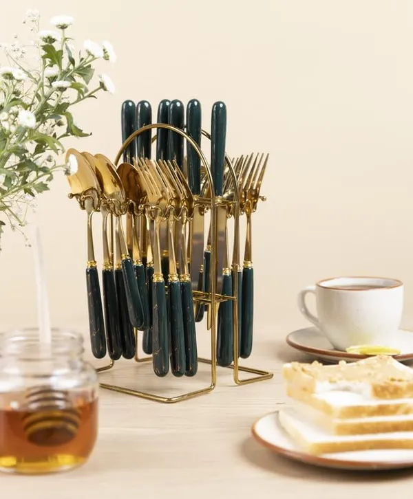 Set_Of_24_Abstract_Golden_Forest_Green_Ceramic_Stainless_Steel