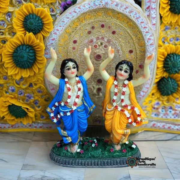 Multicolor_Lightweight_Gaur_Nitai_Marble_Statue_|_15_cm