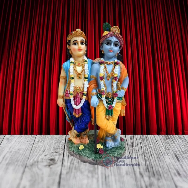 Multicolor_Waterproof_Lightweight_Marble_Krishna_Balram_Statue_|_Size_Medium