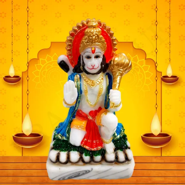 Multicolor_Handmade_Marble_Hanuman_Ji_Statue_|_10_X_6_X_4_Cm