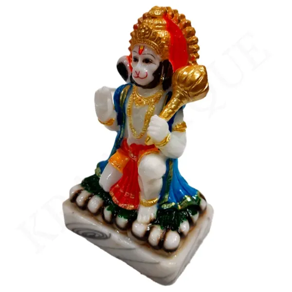 Multicolor_Handmade_Marble_Hanuman_Ji_Statue_|_10_X_6_X_4_Cm