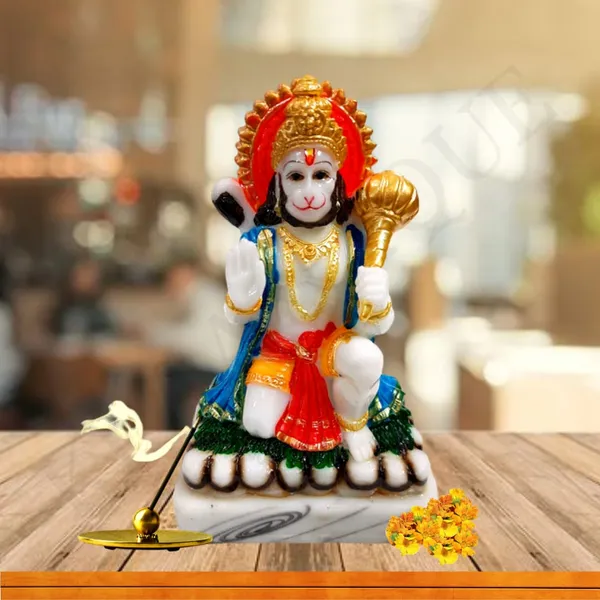 Multicolor_Handmade_Marble_Hanuman_Ji_Statue_|_10_X_6_X_4_Cm