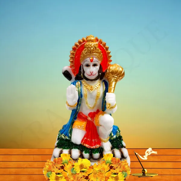 Multicolor_Handmade_Marble_Hanuman_Ji_Statue_|_10_X_6_X_4_Cm