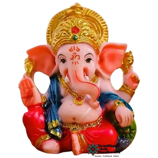 Multicolor_Attractive_Religious_Marble_Ganesha_Statue_|_4_Inch