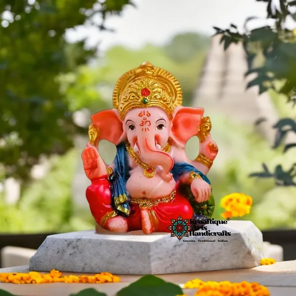 Multicolor_Attractive_Religious_Marble_Ganesha_Statue_|_4_Inch