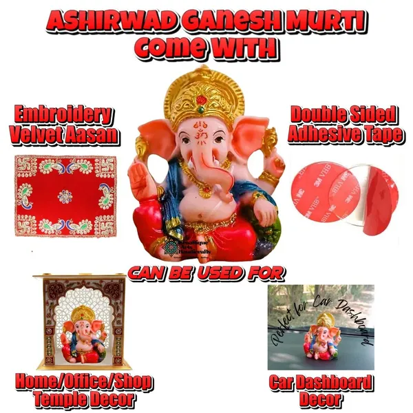 Multicolor_Attractive_Religious_Marble_Ganesha_Statue_|_4_Inch