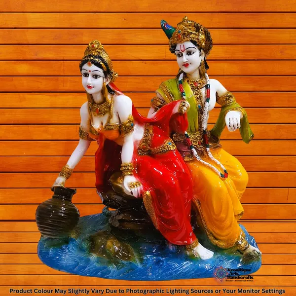 Multicolor_Waterproof_Handmade_Washable_Religious_Marble_Radha_Krishna_Statue_|_13_Inch