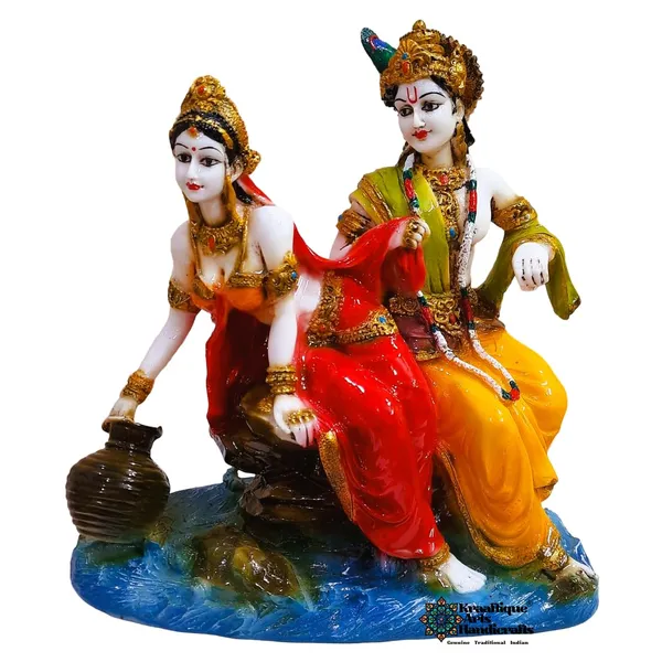 Multicolor_Waterproof_Handmade_Washable_Religious_Marble_Radha_Krishna_Statue_|_13_Inch