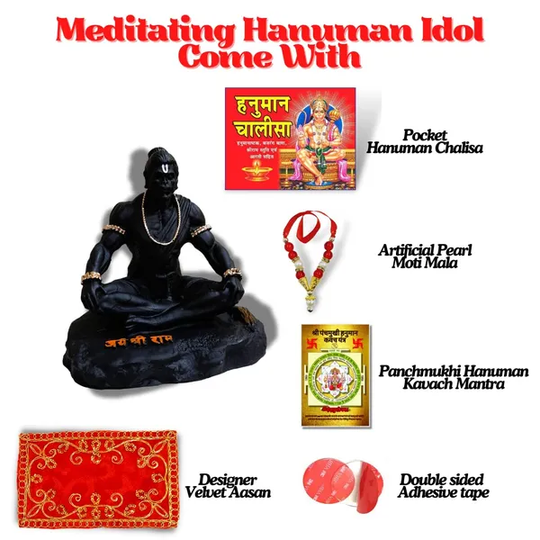 Black_Lightweight_Handcraft_Religious_Marble_Hanuman_Statue_|_10_X_8_X_10_Cm